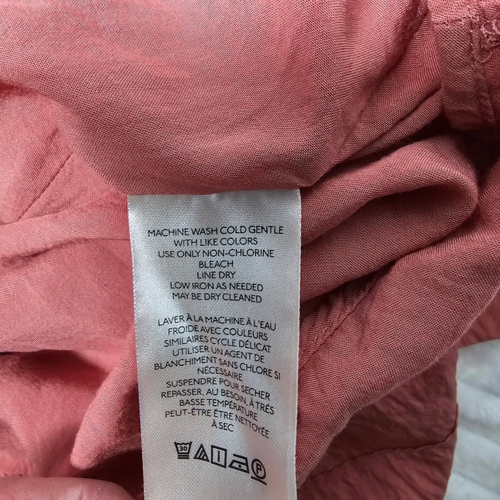 By Anthropologie V-Neck Waistless Maxi Somerset‎ XL Terracotta Rose Crinkle Boho - Picture 9 of 14